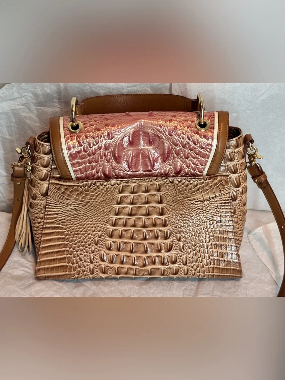 Brahmin Brinley in Sandshell Varadero Leather—Like New!